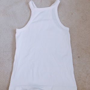Ribbed white halter top